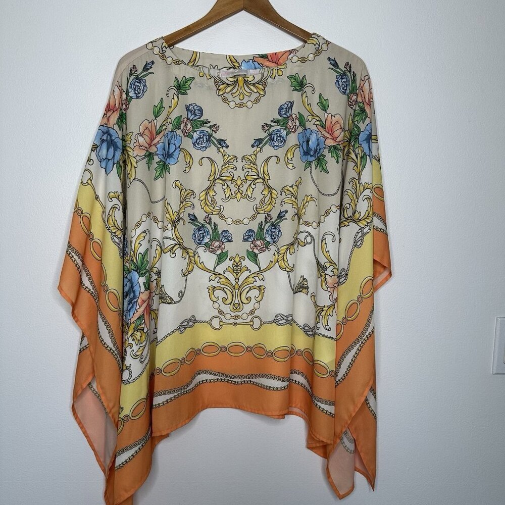 Belle by Kim Gravel Poncho Size M Floral Bloomcore